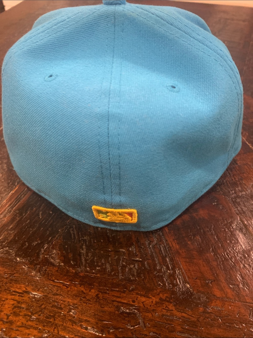 New Era Teal LA Fitted Hat with Neon Orange and Neon Yellow Accent - Picture 4 of 4